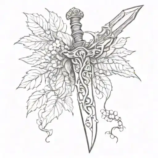 vine wrapped dagger death before dishonor  tattoo design idea