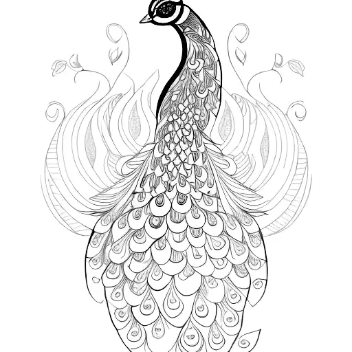 Linework Peacock tattoo design idea