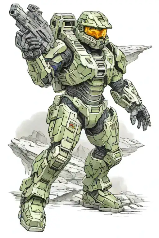 video game halo master chief tattoo design idea