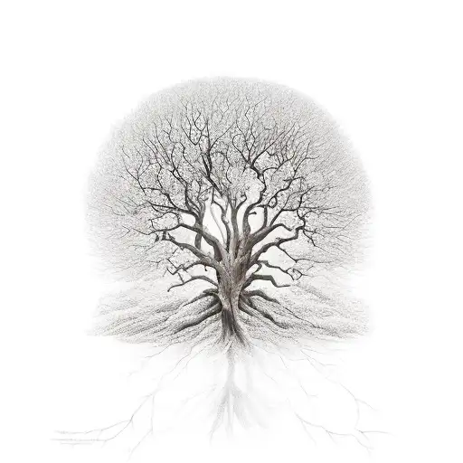 A tree that represents the dead for the roots and future generations for the branches  tattoo design idea