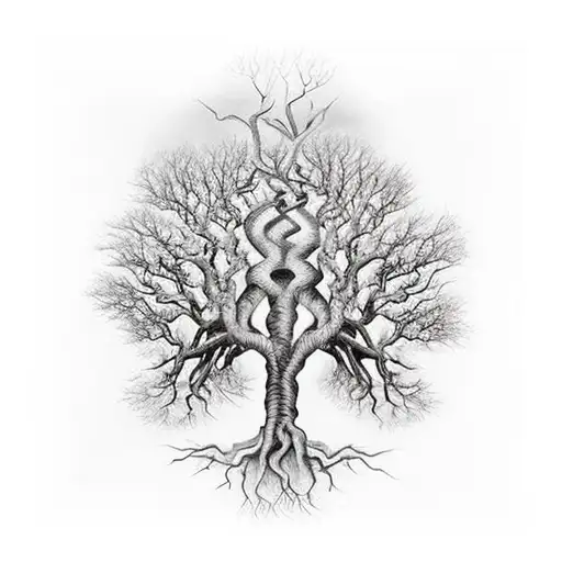 A tree that represents the dead for the roots and future generations for the branches  tattoo design idea