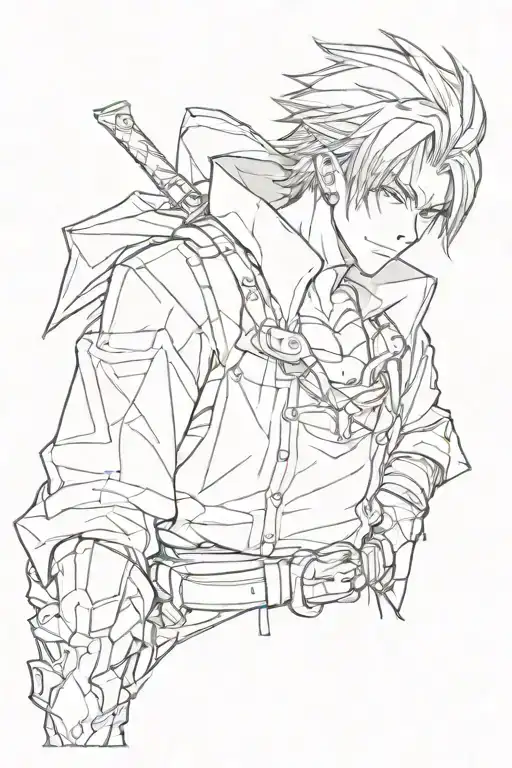 anime man in costume with simple background  tattoo design idea