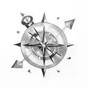 arrow and compass tattoo design idea