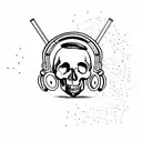 A minimalist tattoo of a skull with headphones on, symbolizing your love for music and solitude tattoo design idea