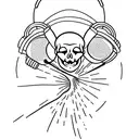 A minimalist tattoo of a skull with headphones on, symbolizing your love for music and solitude tattoo design idea