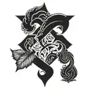 A mysterious symbol representing luck and fortune intertwined with elements of the Virgo zodiac sign tattoo design idea