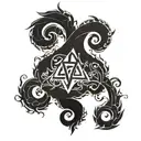 A mysterious symbol representing luck and fortune intertwined with elements of the Virgo zodiac sign tattoo design idea