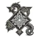 A mysterious symbol representing luck and fortune intertwined with elements of the Virgo zodiac sign tattoo design idea