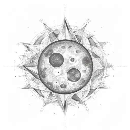 Lua e Sol juntos de uma estrela tattoo design idea