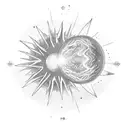 Lua e Sol juntos de uma estrela tattoo design idea