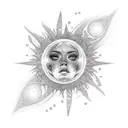 Lua com Sol e uma estrela tattoo design idea