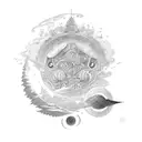 Lua minguante e Sol tattoo design idea