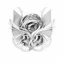 An abstract representation of the concept of Amor Fati (love of fate) incorporating Greek mythological elements tattoo design idea