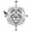 Lion with clock tattoo design idea
