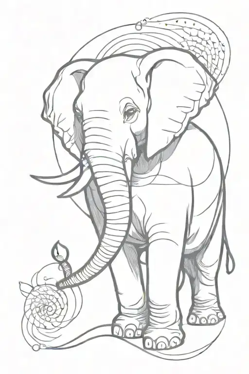 elephant crochet needle satellite orbit traced tattoo design idea