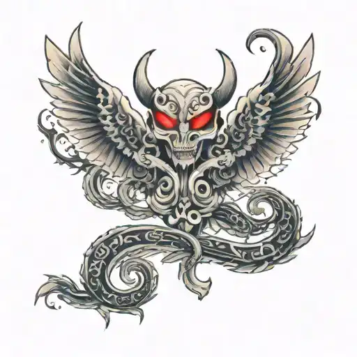Angelic demon in traditional Japanese letters for a neck tattoo  tattoo design idea