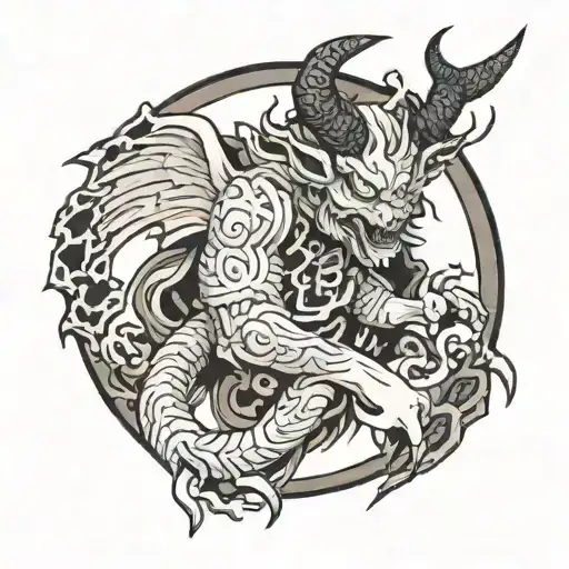 Angelic demon in traditional Japanese letters 🈲 tattoo design idea