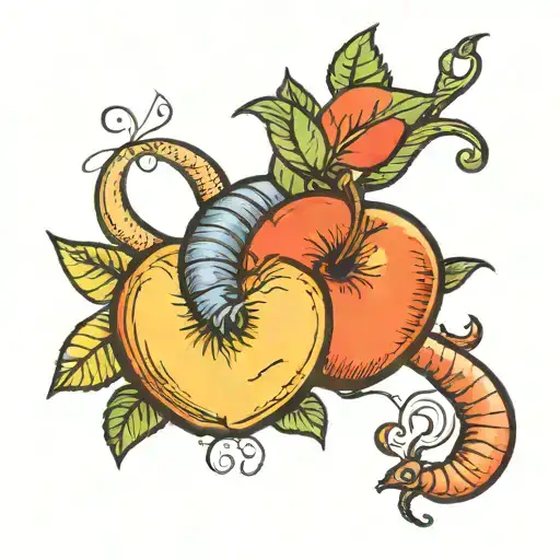 apple and worm  tattoo design idea