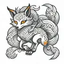 nine tailed fox  tattoo design idea