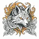 nine tailed fox  tattoo design idea