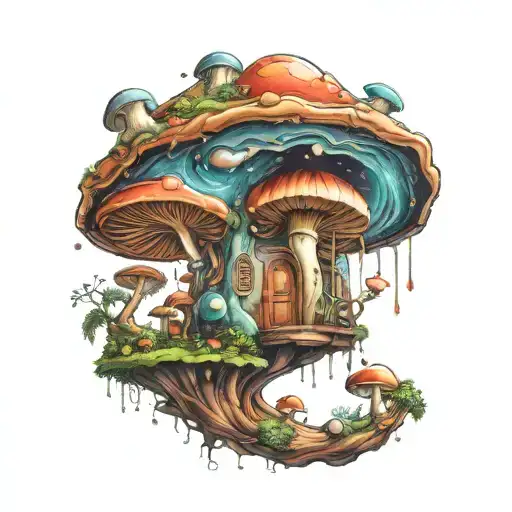 shut the door, galaxy, physics, mushroom   tattoo design idea