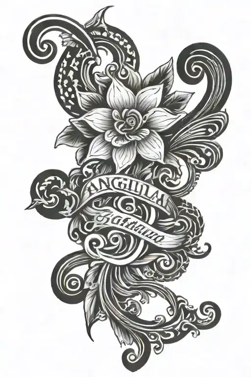 angelina name written tattoo design idea