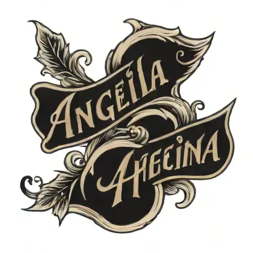 angelina name written vertically tattoo design idea