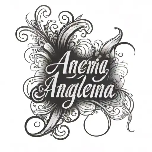 angelina name written vertically tattoo design idea