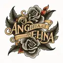 angelina name written vertically tattoo design idea