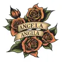 angelina name written vertically tattoo design idea