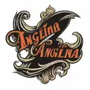 angelina name written vertically tattoo design idea