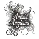 angelina name written vertically tattoo design idea