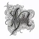 angelina name written vertically tattoo design idea
