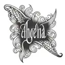 angelina name written vertically tattoo design idea