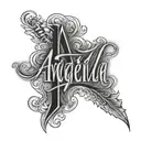 angelina name written vertically tattoo design idea