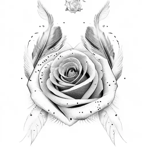 feathers roses Roman clock wolf  tattoo design idea