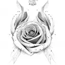feathers roses Roman clock wolf  tattoo design idea