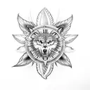 feathers roses Roman clock wolf  tattoo design idea