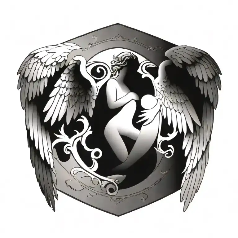 A design of angel wings spread and space in the middle tattoo design idea