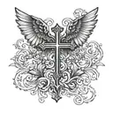 latin cross with wings tattoo design idea