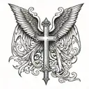 latin cross with wings tattoo design idea