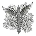 latin cross with wings tattoo design idea
