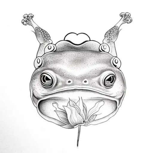 frog with mushroom tattoo design idea