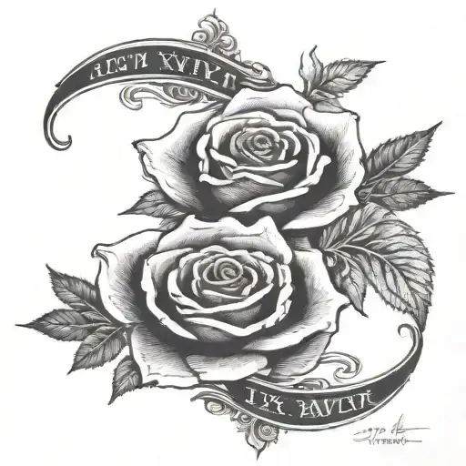 rose and dagge with " II · XVII · MMXXIV" written underneath tattoo design idea