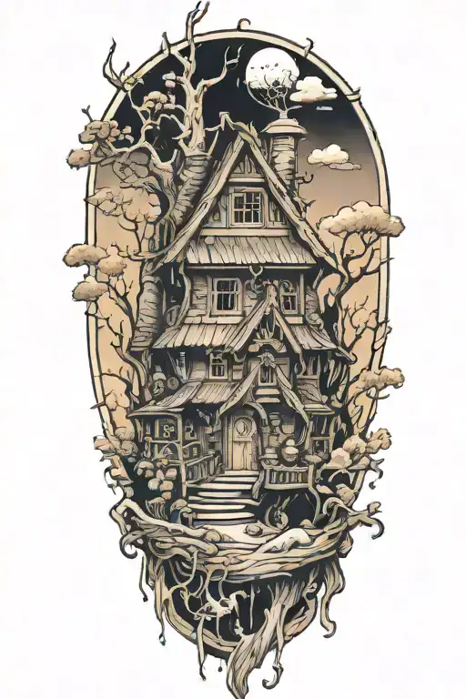 Baba Yaga hut tattoo design idea