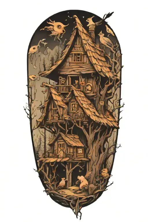 Hut of Baba Yaga tattoo design idea