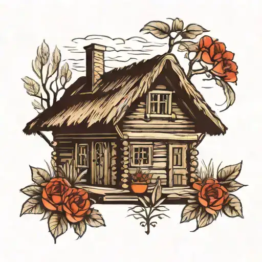 a traditional Polish hut tattoo design idea