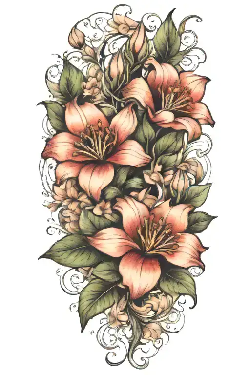 belladonna flower blooming tattoo design idea