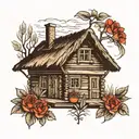 a traditional Polish hut tattoo design idea