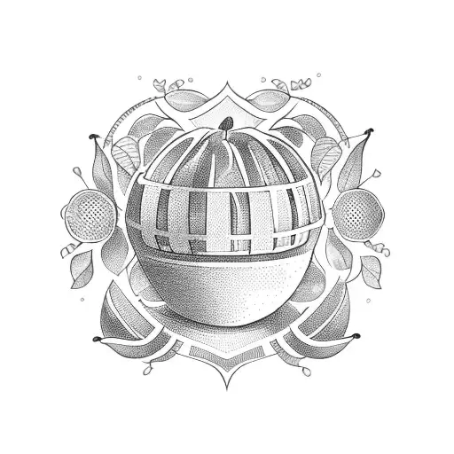 Grill shaped like a fruit basket tattoo design idea